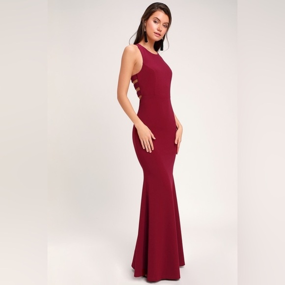 Lulus dress the power of wow formal maxi floor length gown small dark cherry red - Picture 8 of 8
